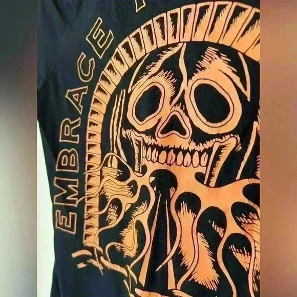 Embrace the Unknown Skull Black Graphic T-Shirt Goth Emo Punk Indie Sleeze XS - Picture 8 of 9